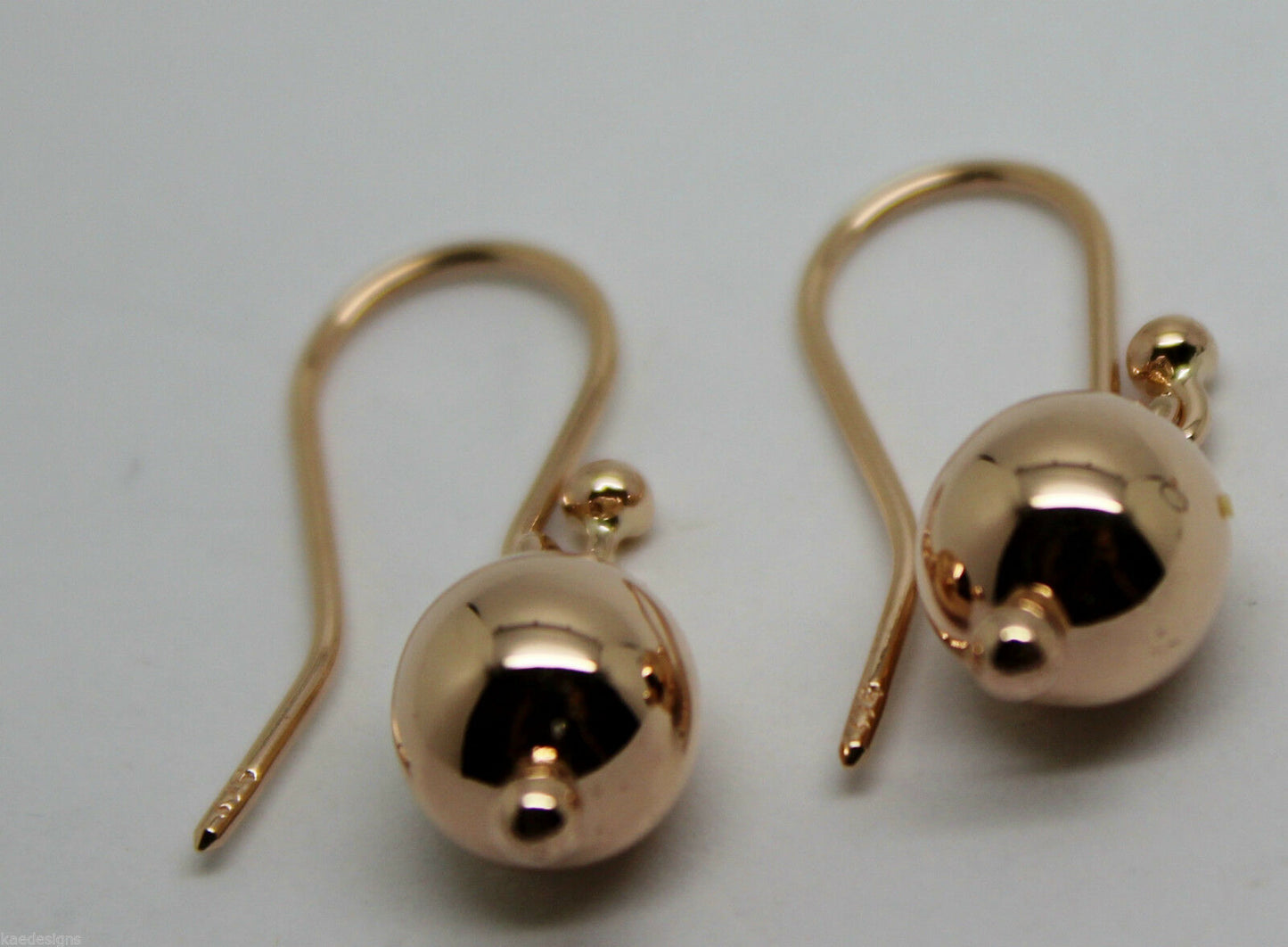Kaedesigns, New Genuine 9ct 9kt Yellow, Rose or White Gold 8mm Euro Ball Drop Earrings