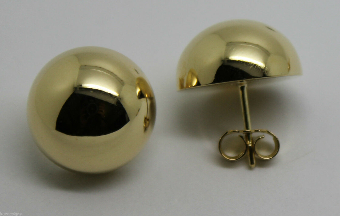 Kaedesigns, 9ct 9k Yellow Or White Or Rose Gold 375 18mm Half Ball Hook Earrings