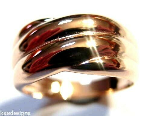 Kaedesigns Size T / 9 5/8 New Genuine 9ct 9k Yellow, Rose or White Gold Heavy Ridged Dome Ring