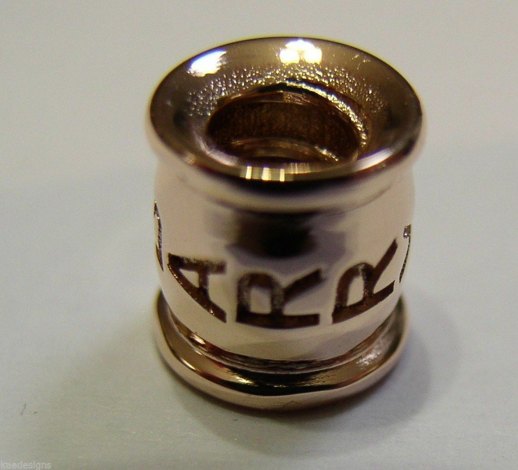 Genuine 9ct Yellow or Rose or White Gold or Sterling Silver Custom Made Barrel Bead With Your Name