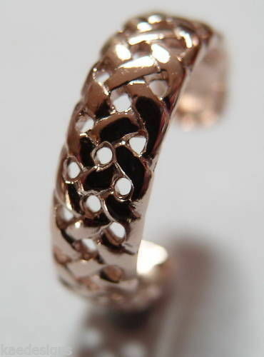 Genuine Solid 9ct Yellow or Rose or White Gold or Sterling Silver Weave Toe Ring 264