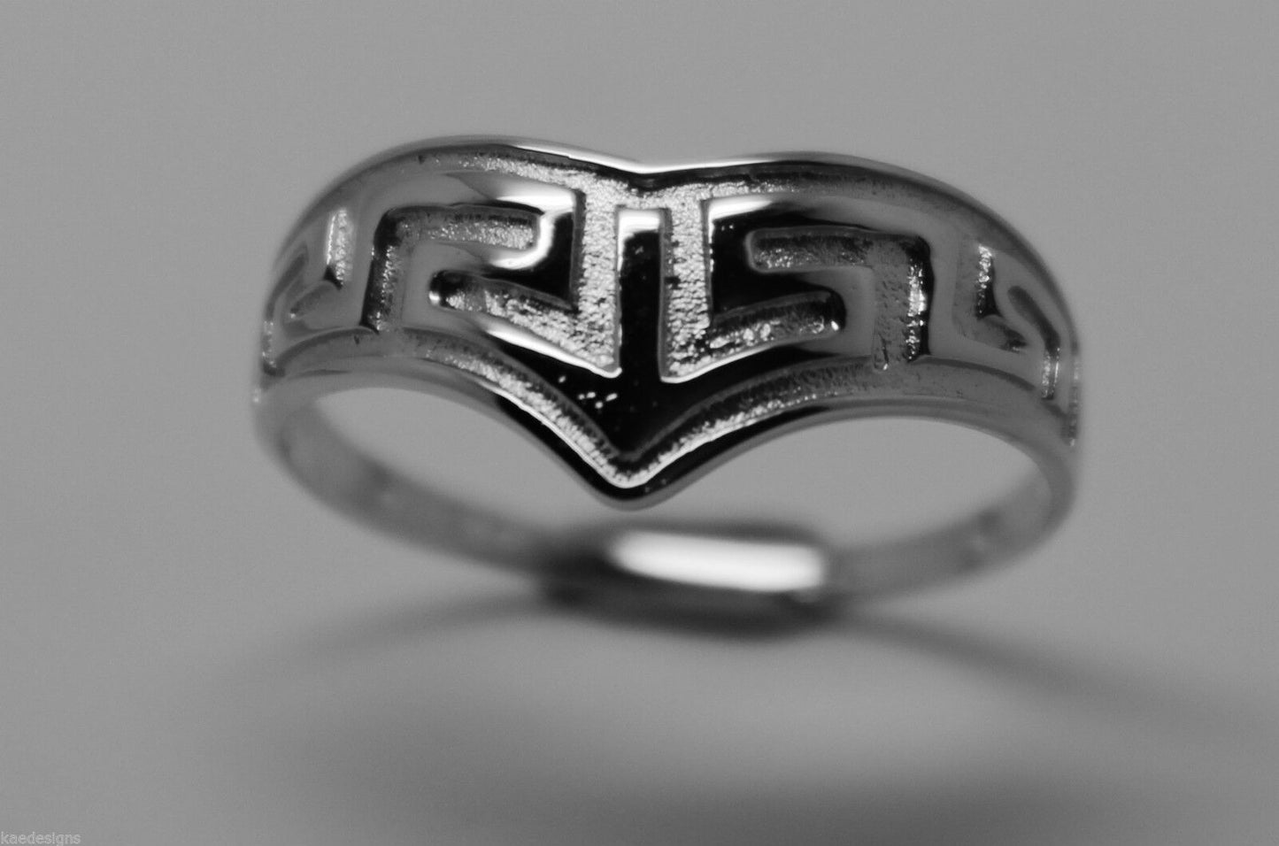 Genuine New Size Q Sterling Silver 925 Celtic Greek Key V Ring