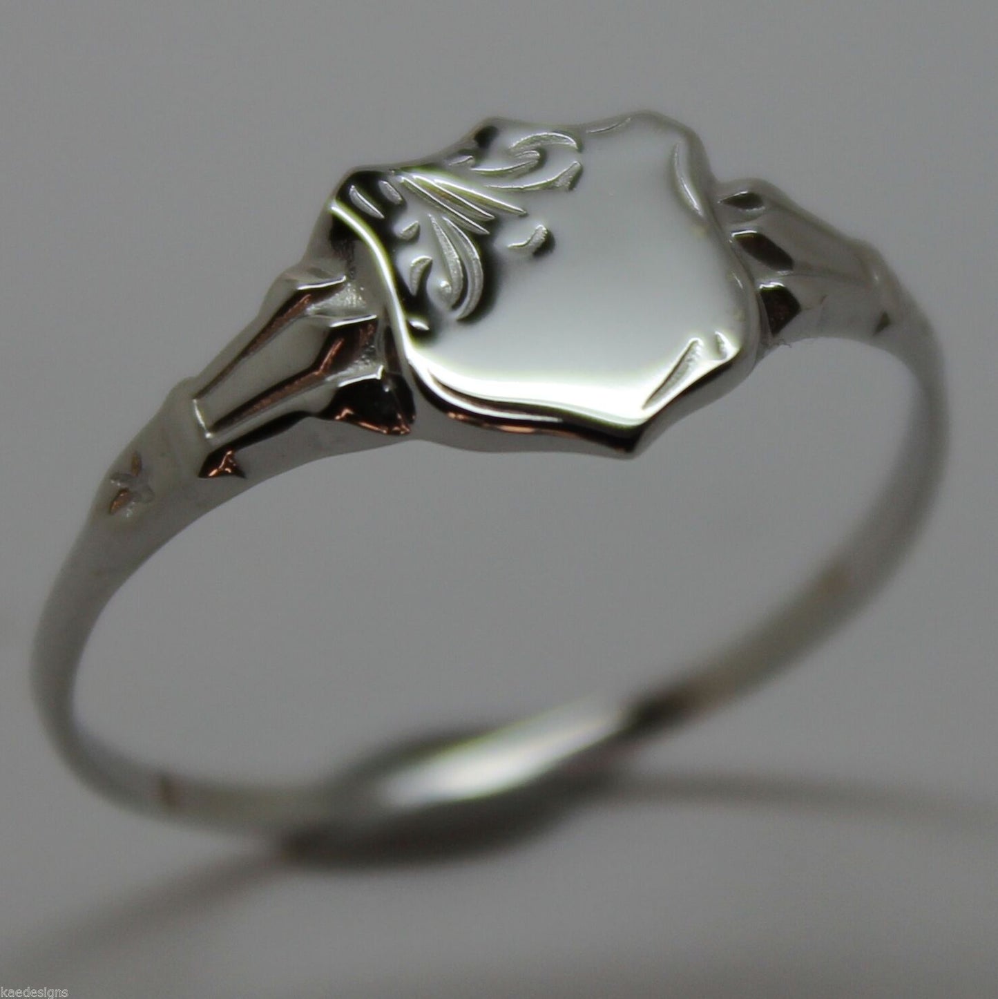 Childs Genuine Solid Sterling Silver 925 Shield Signet Ring