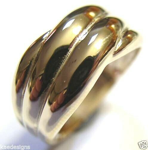 Kaedesigns Size T / 9 5/8 New Genuine 9ct 9k Yellow, Rose or White Gold Heavy Ridged Dome Ring