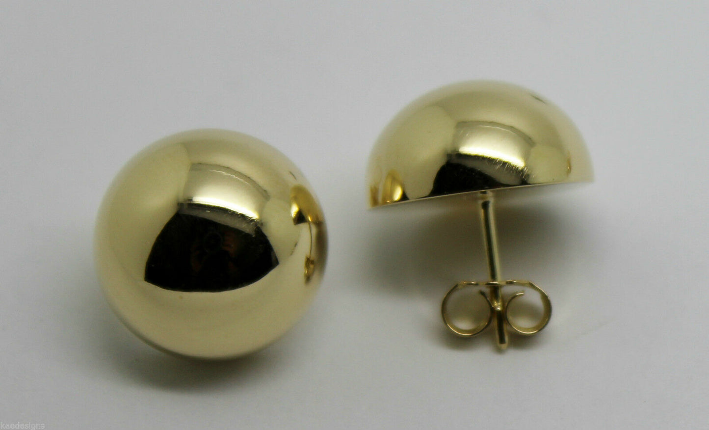 Kaedesigns, 9ct 9k Yellow Or White Or Rose Gold 375 18mm Half Ball Hook Earrings