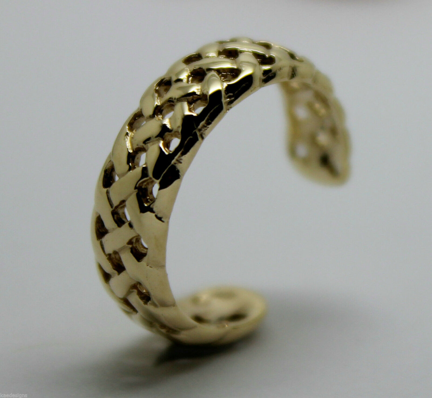 Genuine Solid 9ct Yellow or Rose or White Gold or Sterling Silver Weave Toe Ring 264