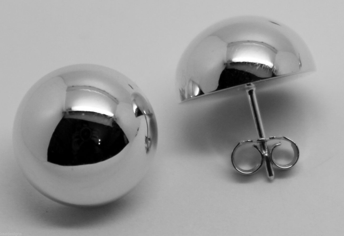 Kaedesigns, 9ct 9k Yellow Or White Or Rose Gold 375 18mm Half Ball Hook Earrings