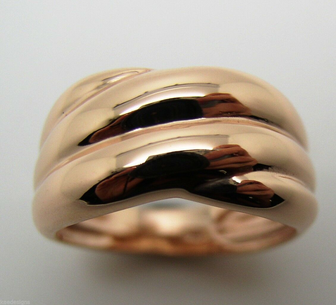Kaedesigns Size T / 9 5/8 New Genuine 9ct 9k Yellow, Rose or White Gold Heavy Ridged Dome Ring