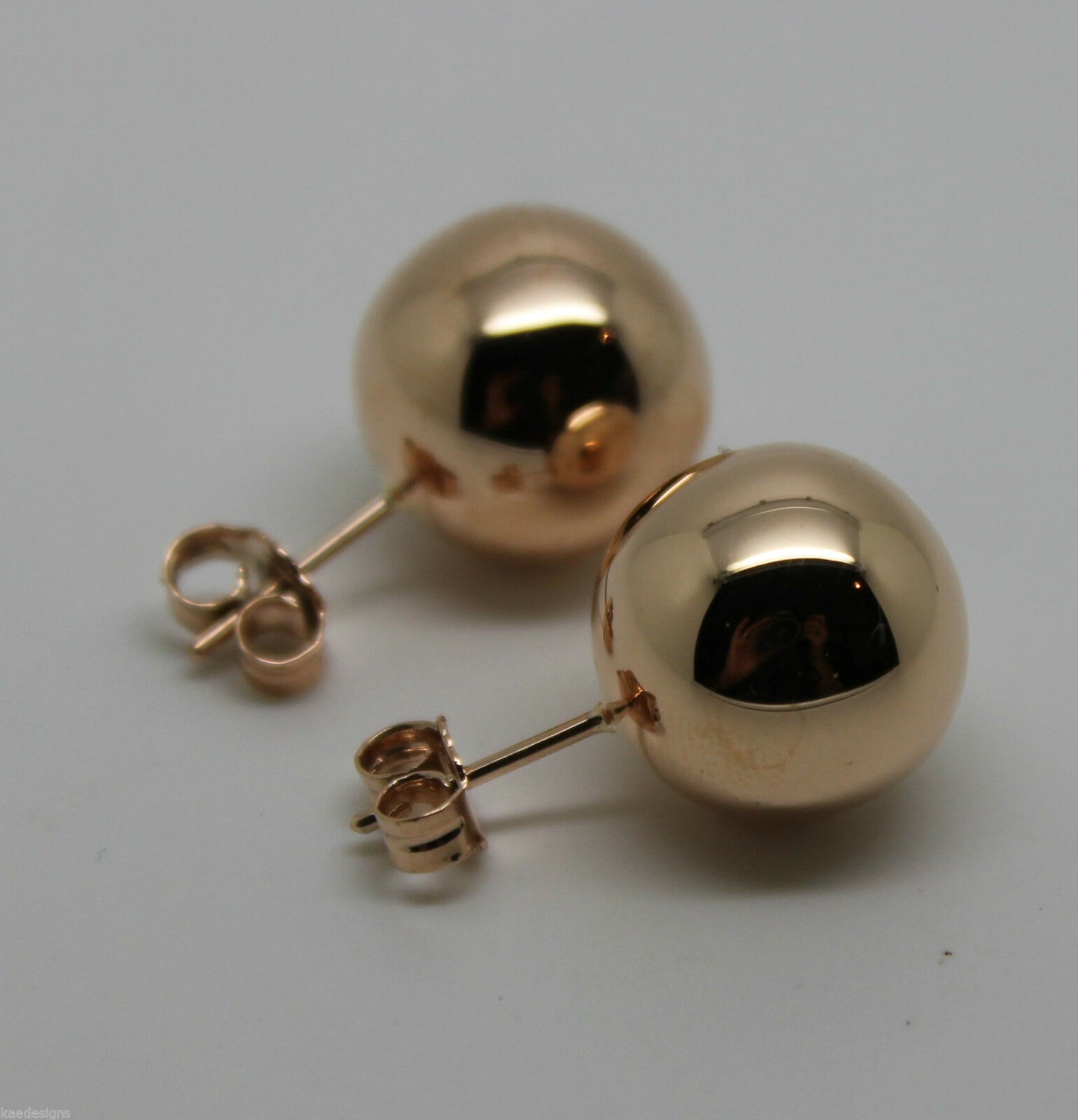 Genuine 9ct 9K Solid Yellow, Rose or White Gold 14mm Stud Ball Earrings