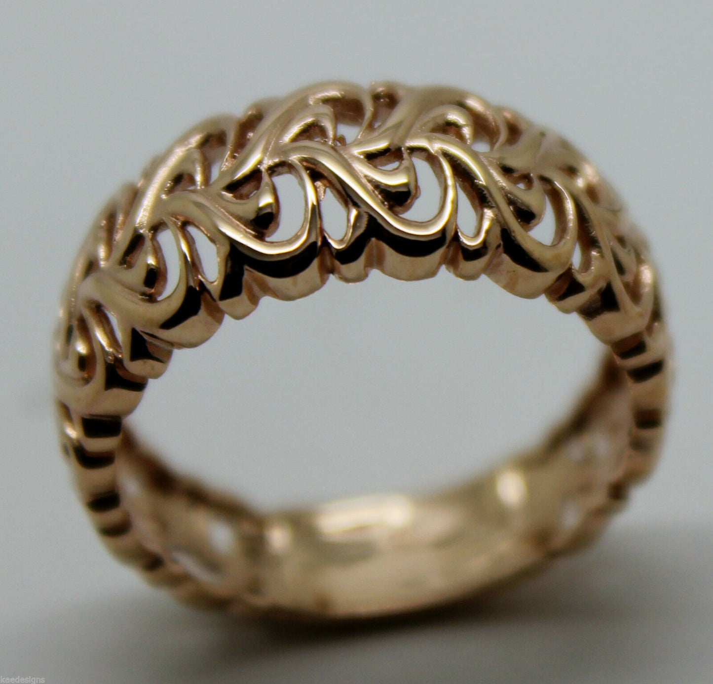Genuine 9ct 375 Solid Rose Or Yellow Or White Gold Flower Filigree Ring In Your Size