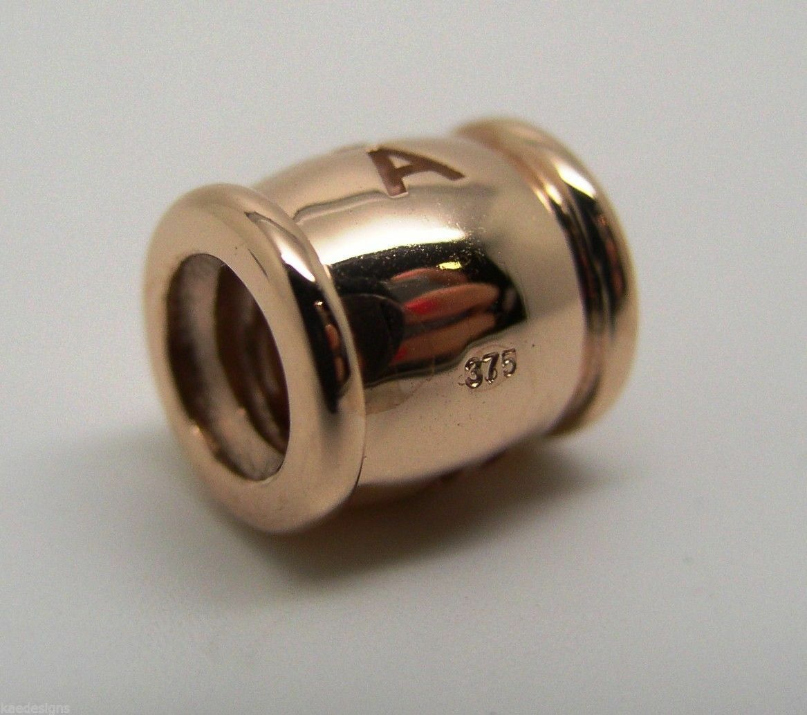 Genuine 9ct Yellow or Rose or White Gold or Sterling Silver Custom Made Barrel Bead With Your Name