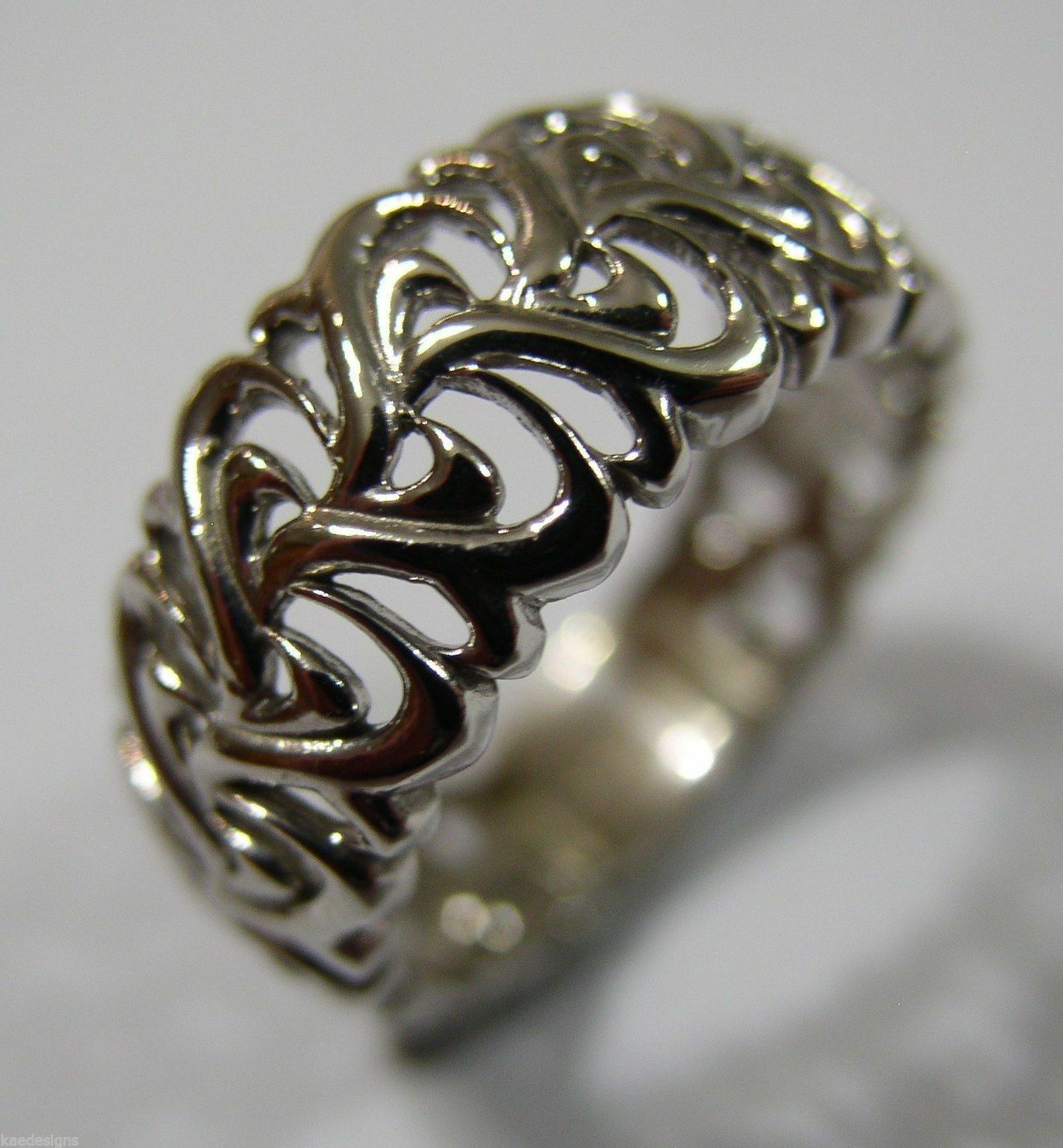 Genuine 9ct 375 Solid Rose Or Yellow Or White Gold Flower Filigree Ring In Your Size