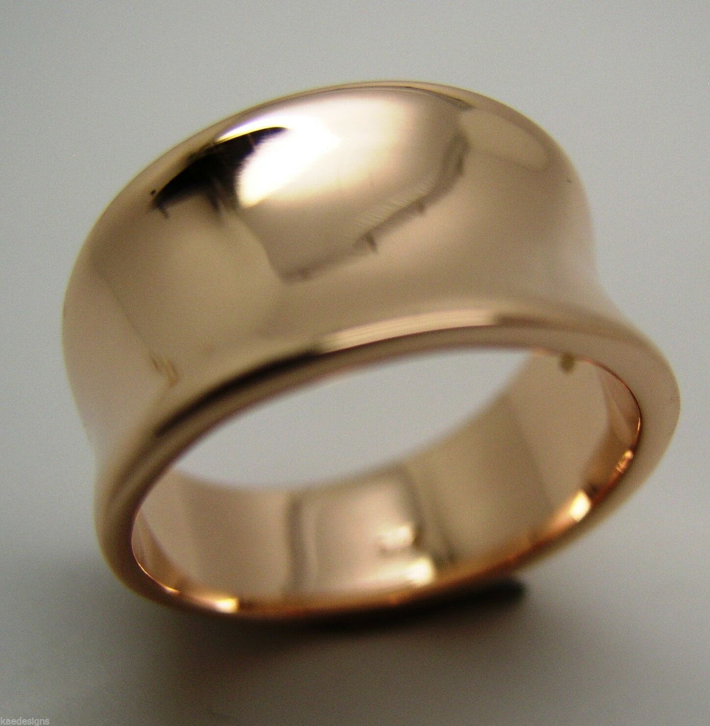 Kaedesigns Genuine Full Solid 9ct 9kt Yellow, Rose or White Gold Concave Dome Ring 250