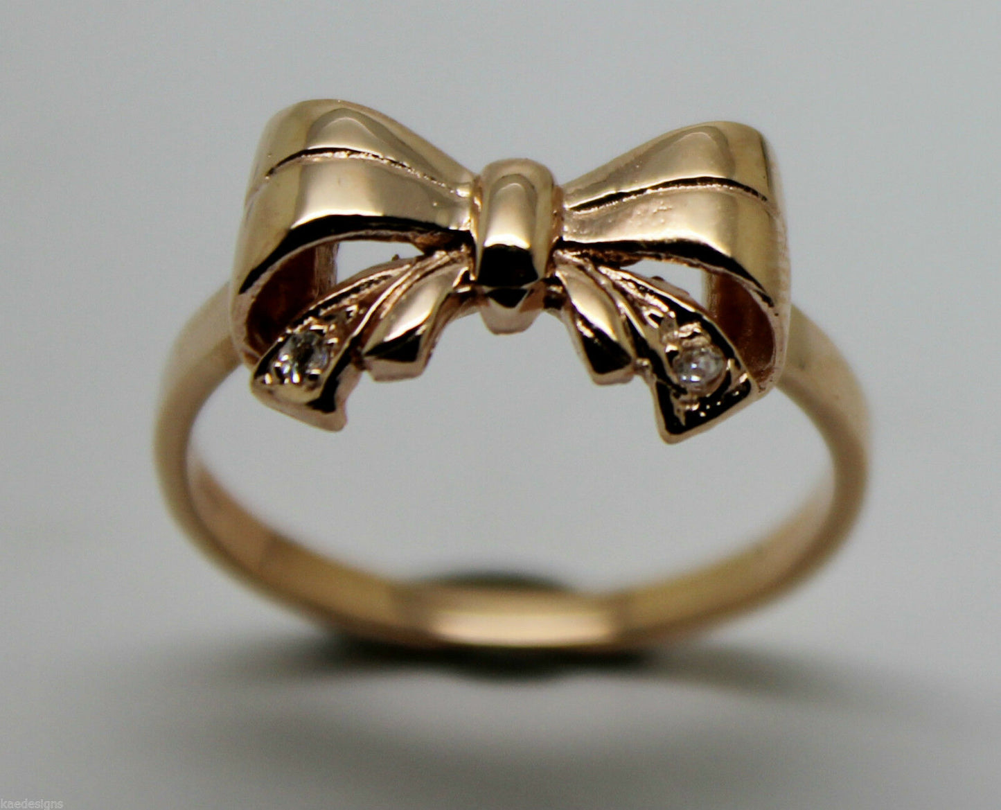 Genuine 9ct 375 Solid Yellow Or Rose Or White Gold Bow With 2 Cubic Zirconia In Your Size