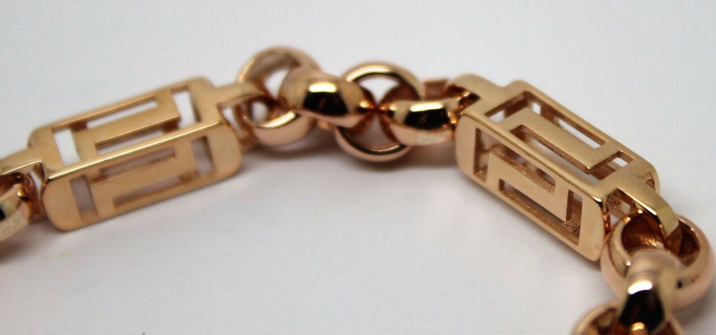 Heavy Solid 9ct Yellow, Rose or White Gold Solid Belcher & Greek Key Bracelet