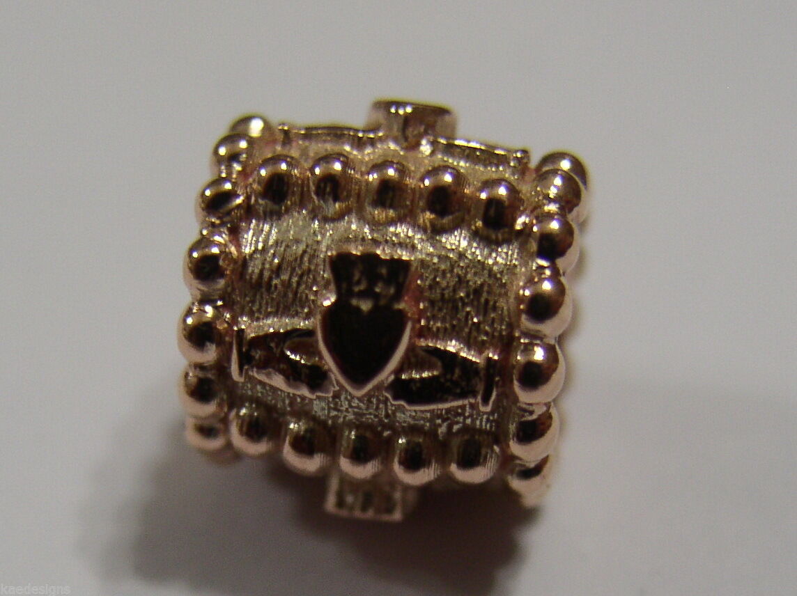 Genuine 9ct Yellow or Rose or White Gold or Silver Celtic Claddagh Charm for Bead Bracelet or Necklace.