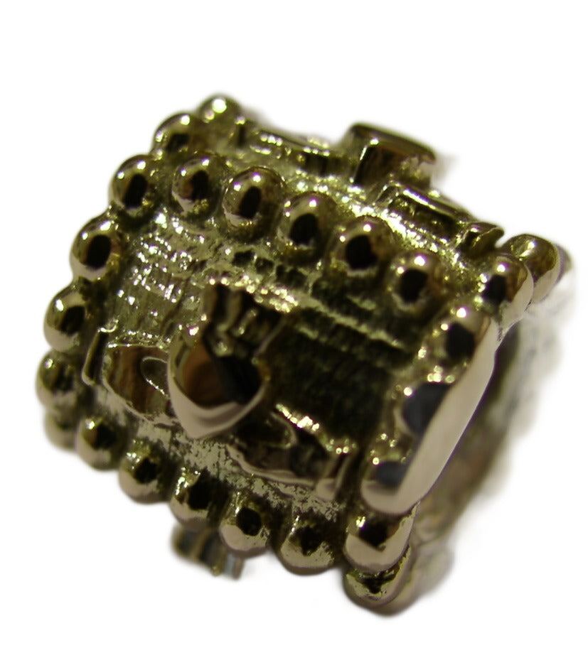 Genuine 9ct Yellow or Rose or White Gold or Silver Celtic Claddagh Charm for Bead Bracelet or Necklace.