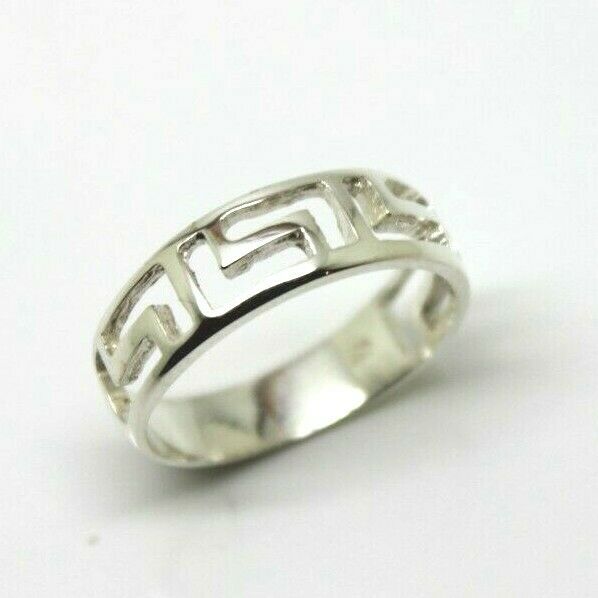 New Size P 1/2 Solid Sterling Silver Greek Key Ring