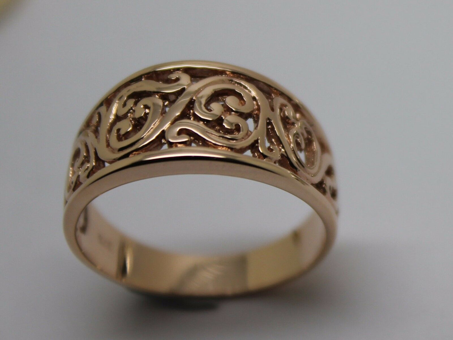 Size N Kaedesigns Genuine 9ct Full Solid Wide Yellow, Rose Or White Gold Filigree Flower Swirl Ring 336