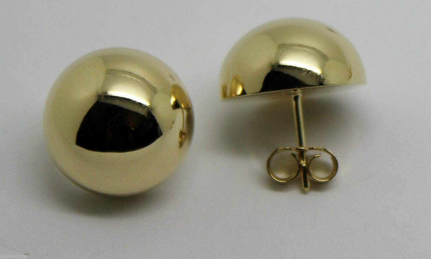 Kaedesigns, 9ct 9k Yellow Or White Or Rose Gold 375 18mm Half Ball Hook Earrings