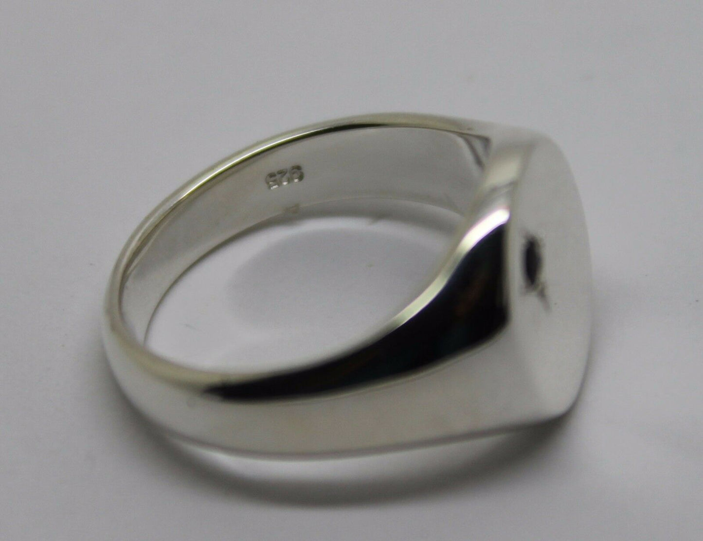 Genuine Solid Sterling Silver 925 Oval Black Sapphire Signet Ring - Choose your size