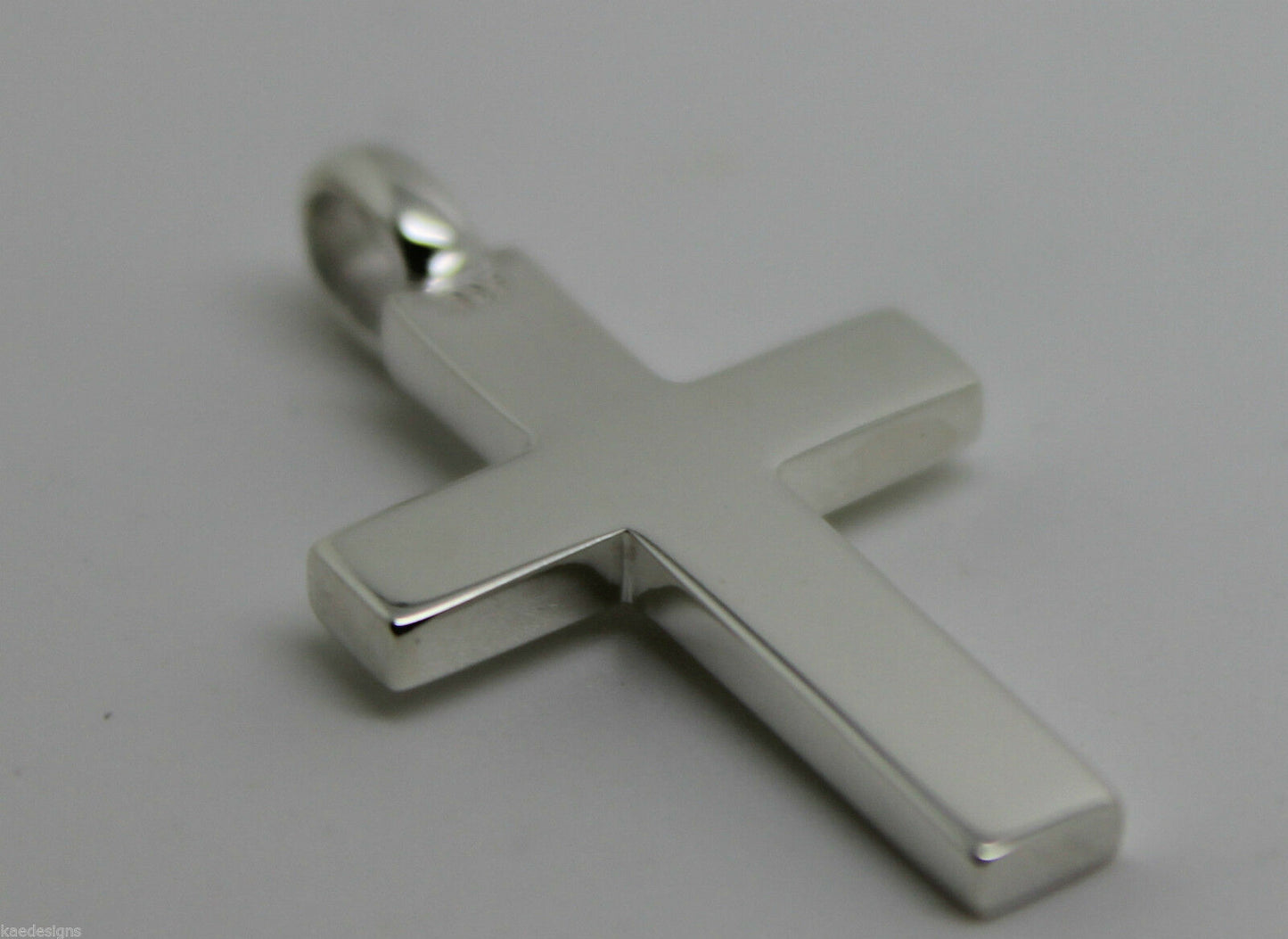 Kaedesigns Full Solid New Sterling Silver 925 Plain Cross Pendant 8mm bale