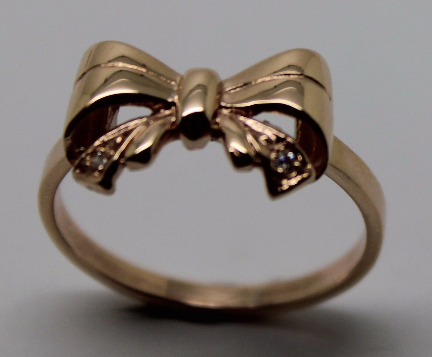 Genuine 9ct 375 Solid Yellow Or Rose Or White Gold Bow With 2 Cubic Zirconia In Your Size