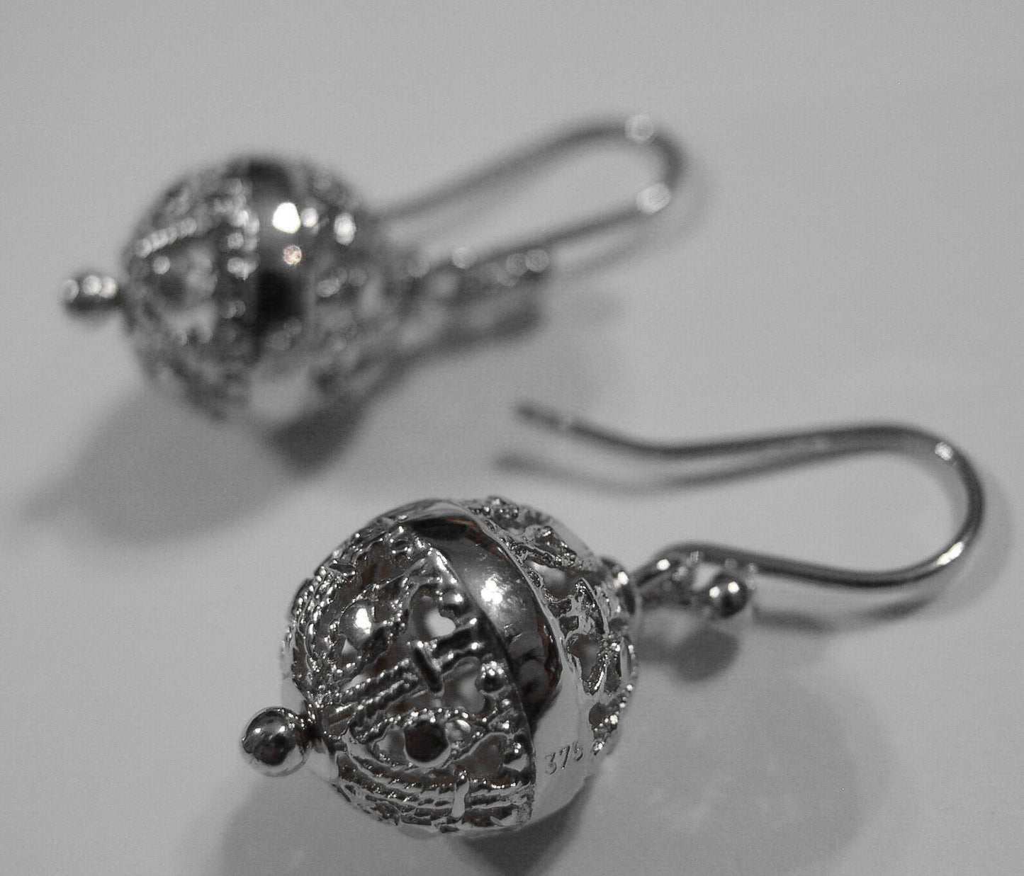 Kaedesigns Genuine 9kt 9ct 375 Yellow, Rose or White Gold 12mm Euro Ball Drop Filigree Earrings