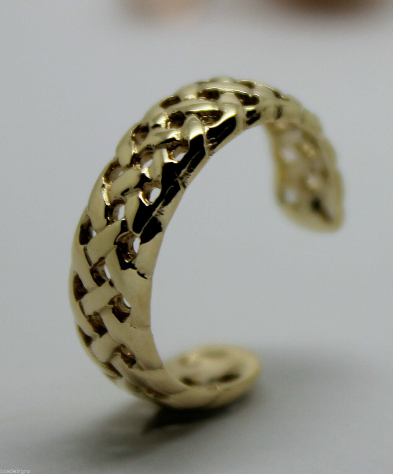Genuine Solid 9ct Yellow or Rose or White Gold or Sterling Silver Weave Toe Ring 264