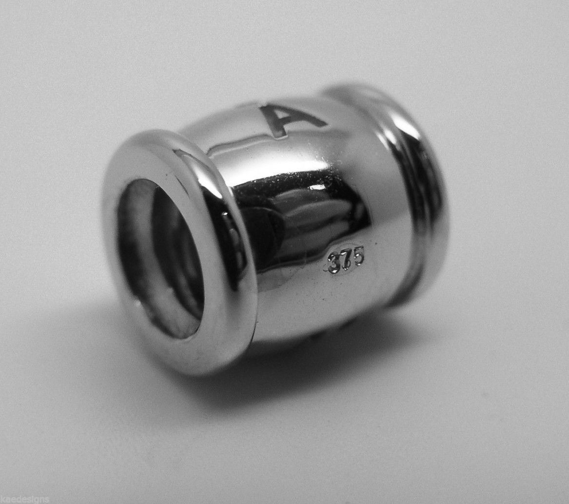 Genuine 9ct Yellow or Rose or White Gold or Sterling Silver Custom Made Barrel Bead With Your Name