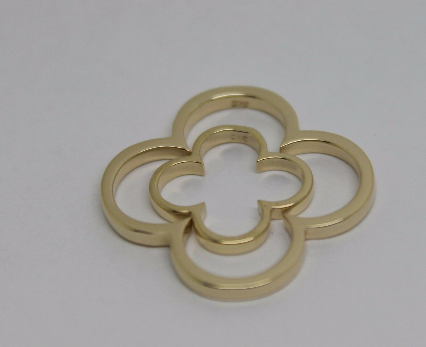 Genuine Solid 9ct 9kt Yellow, Rose or White Gold Small And Large Four Leaf Clover Pendant