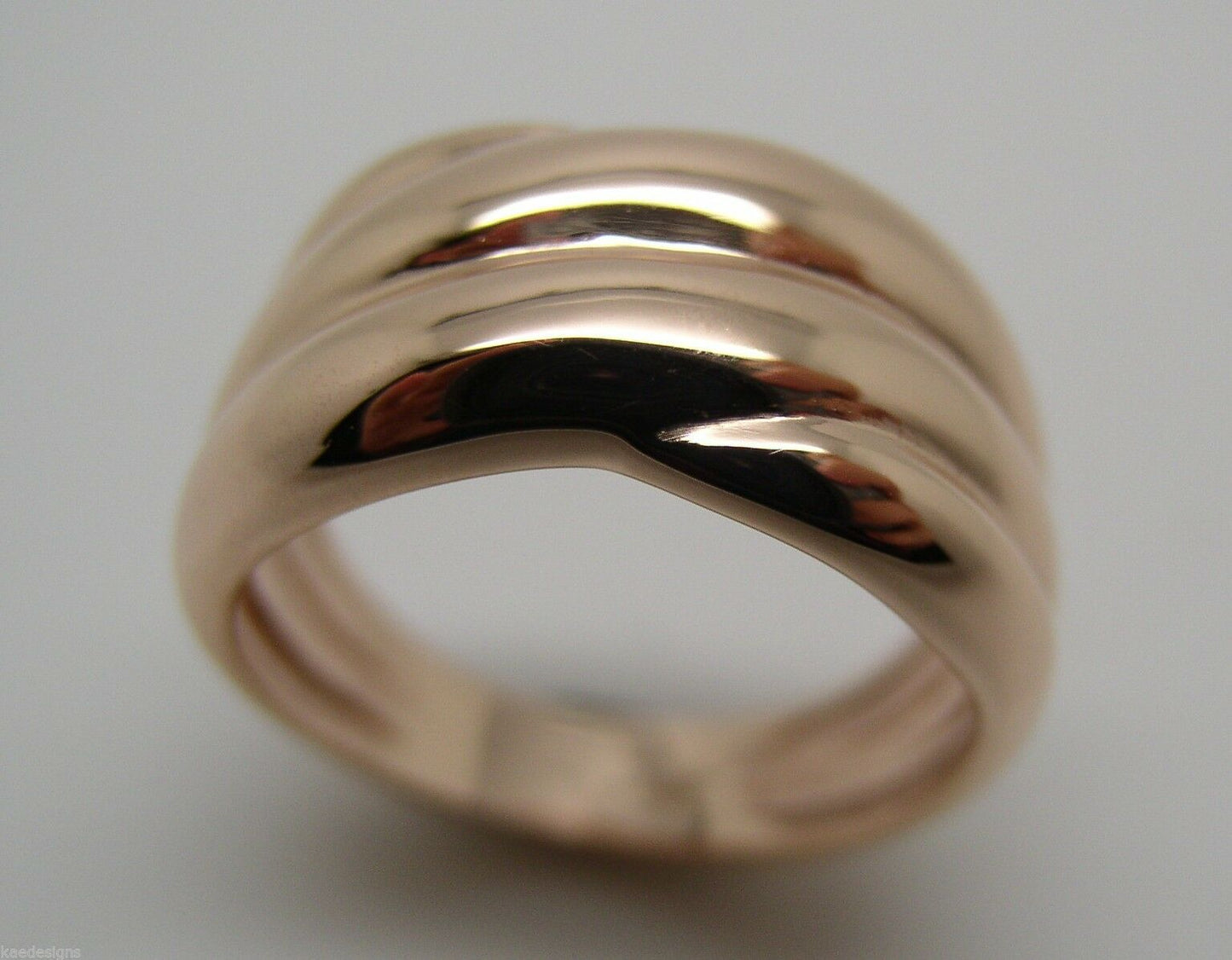 Kaedesigns Size T / 9 5/8 New Genuine 9ct 9k Yellow, Rose or White Gold Heavy Ridged Dome Ring