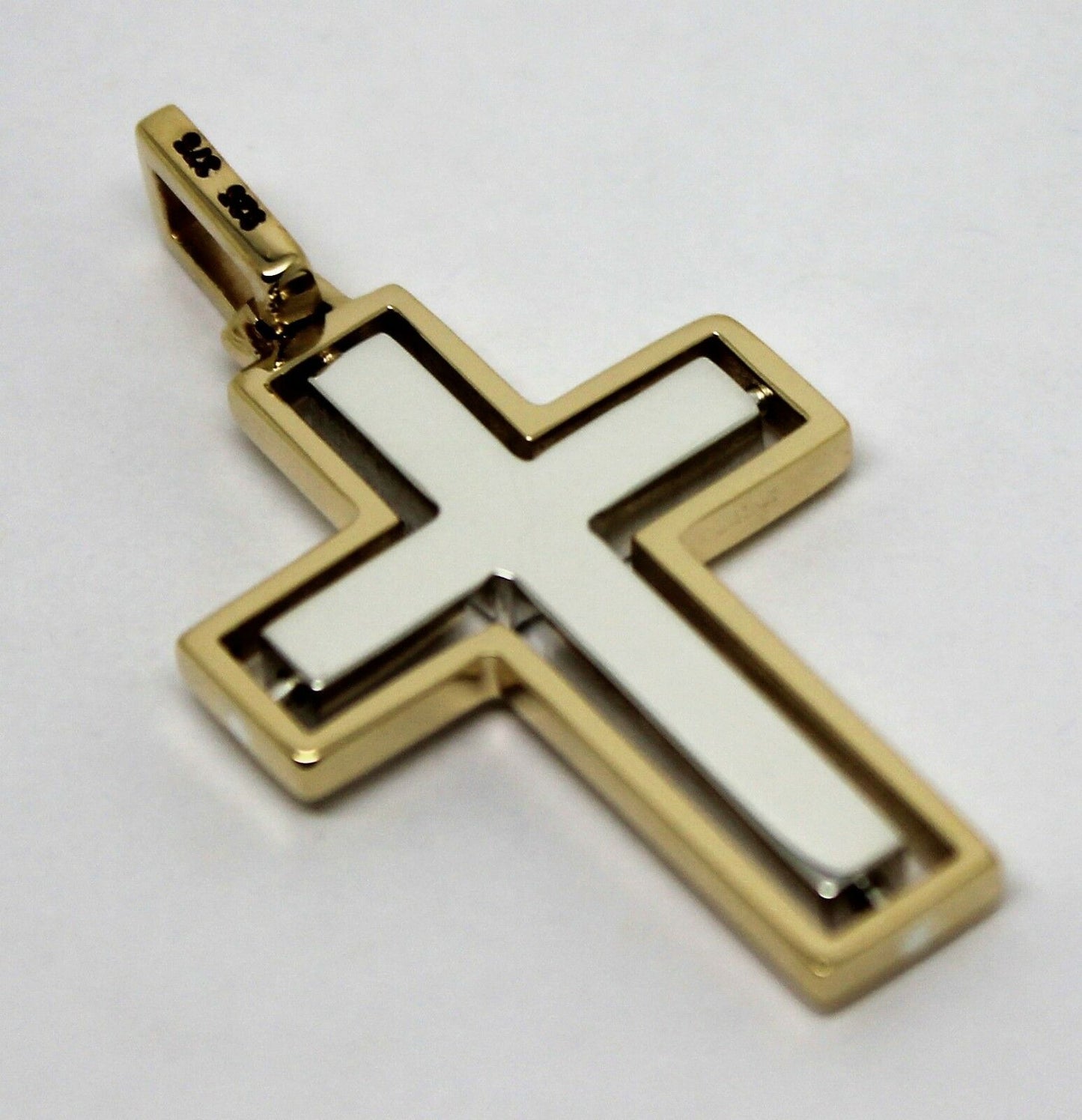 Genuine 9ct Yellow Gold & Sterling Silver Cross Pendant
