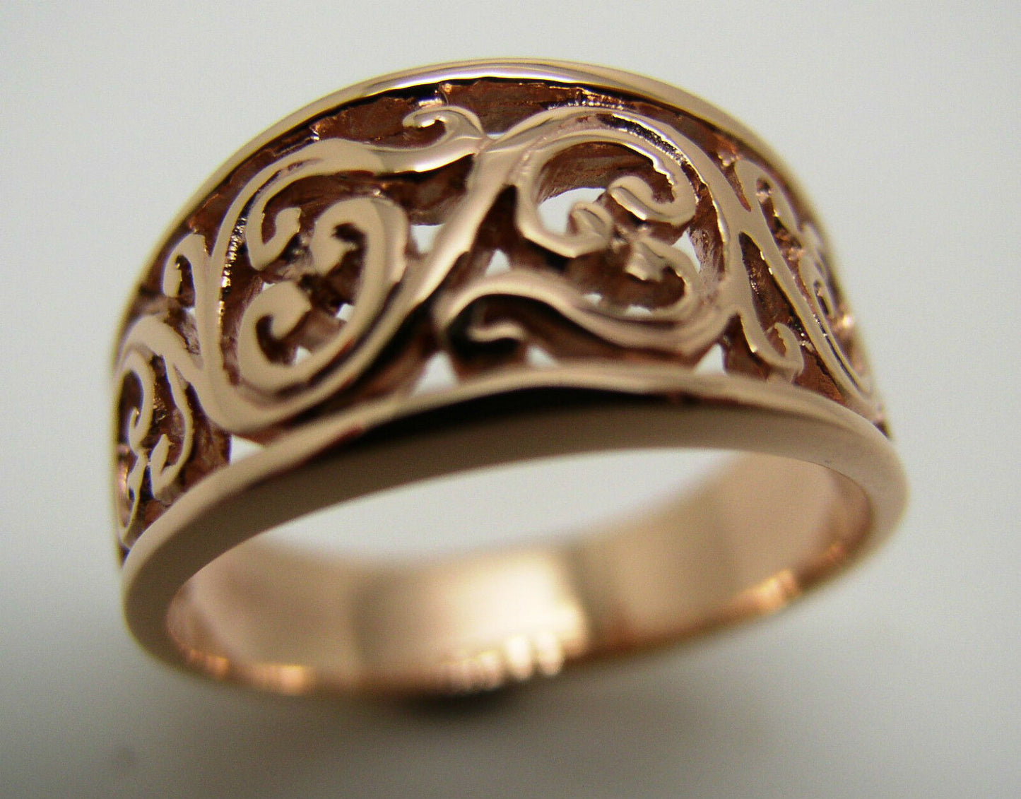 Size N Kaedesigns Genuine 9ct Full Solid Wide Yellow, Rose Or White Gold Filigree Flower Swirl Ring 336