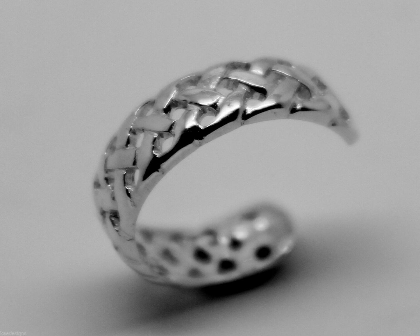 Genuine Solid 9ct Yellow or Rose or White Gold or Sterling Silver Weave Toe Ring 264