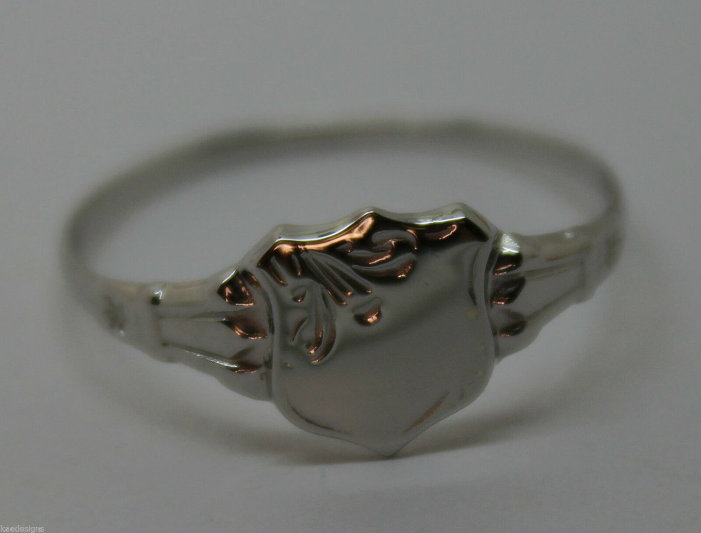 Childs Genuine Solid Sterling Silver 925 Shield Signet Ring