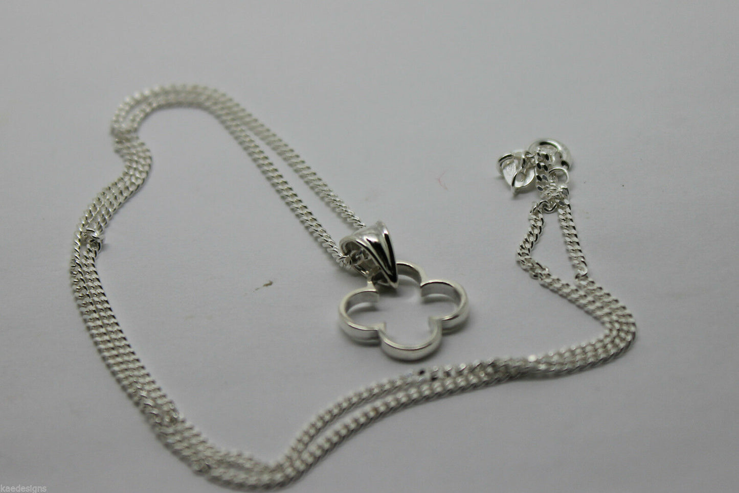 Genuine Sterling Silver 925, Four Leaf Clover Pendant & Sterling Silver Chain