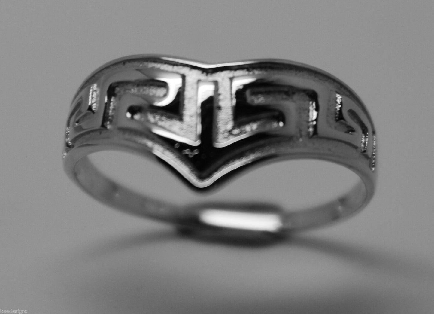 Genuine New Size Q Sterling Silver 925 Celtic Greek Key V Ring
