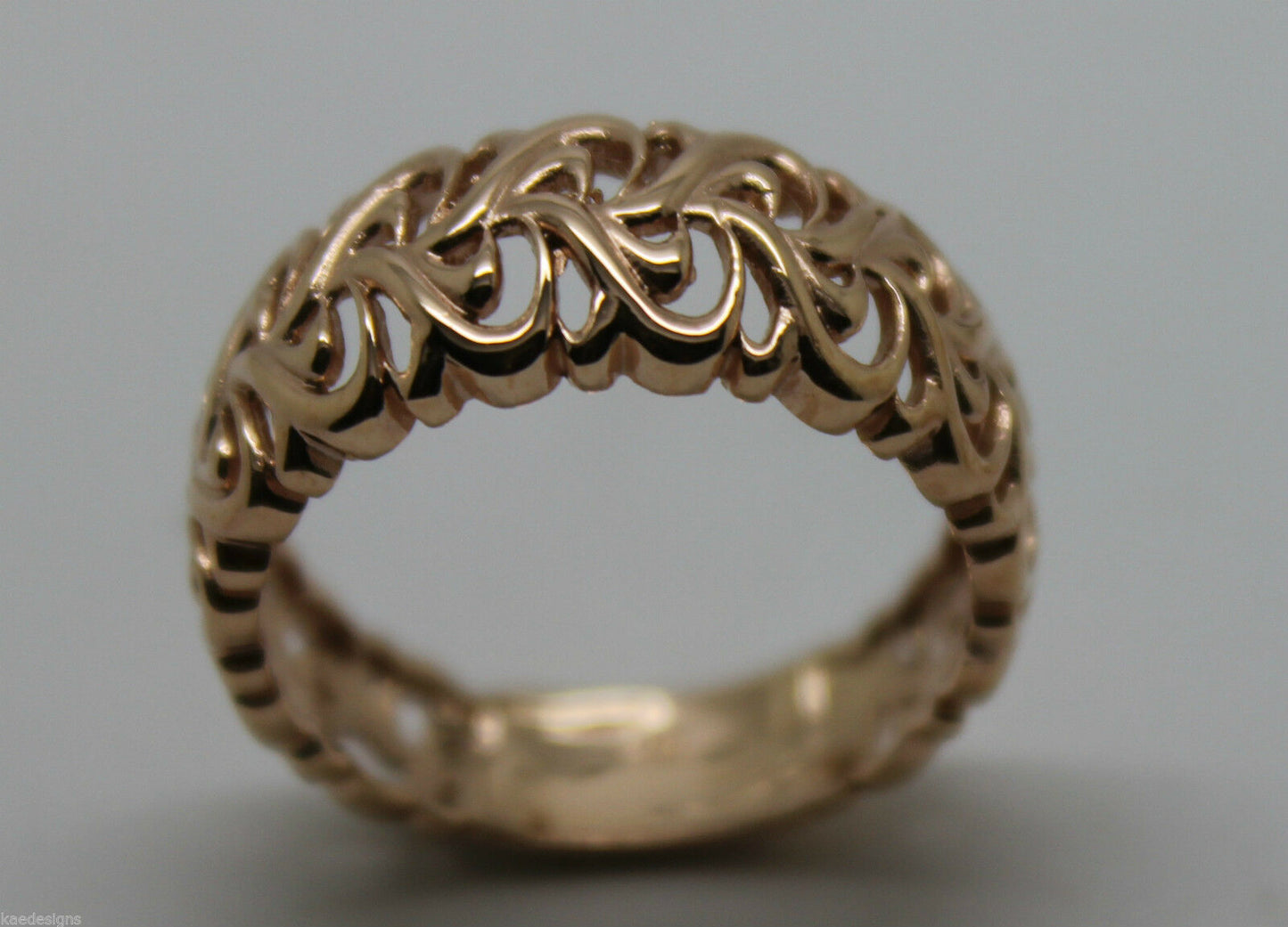 Genuine 9ct 375 Solid Rose Or Yellow Or White Gold Flower Filigree Ring In Your Size