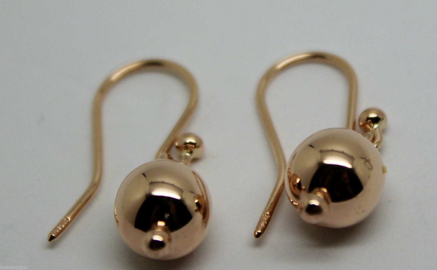 Kaedesigns, New Genuine 9ct 9kt Yellow, Rose or White Gold 8mm Euro Ball Drop Earrings