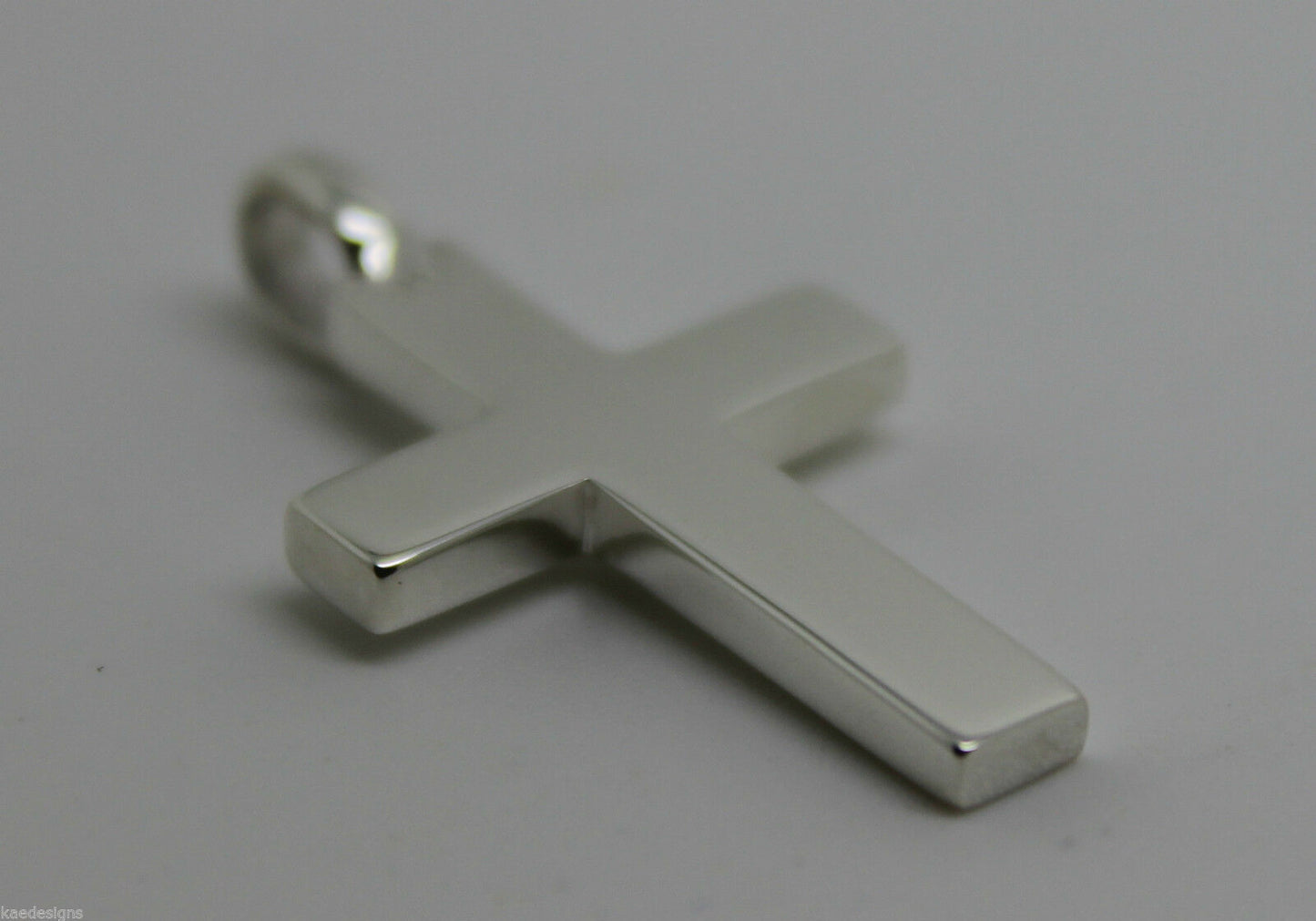 Kaedesigns Full Solid New Sterling Silver 925 Plain Cross Pendant 8mm bale