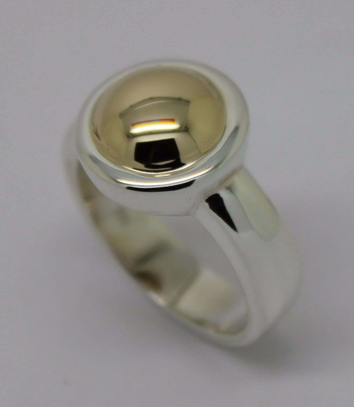Genuine Sterling Silver & 9ct Rose Gold 375 Half Ball Ring - Choose your size