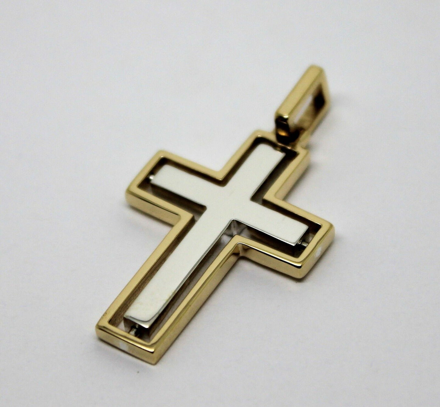 Genuine 9ct Yellow Gold & Sterling Silver Cross Pendant