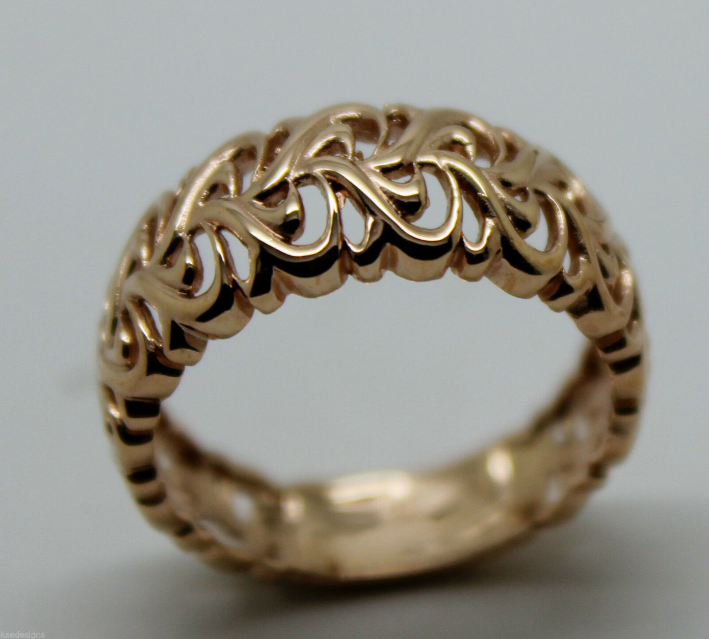Genuine 9ct 375 Solid Rose Or Yellow Or White Gold Flower Filigree Ring In Your Size