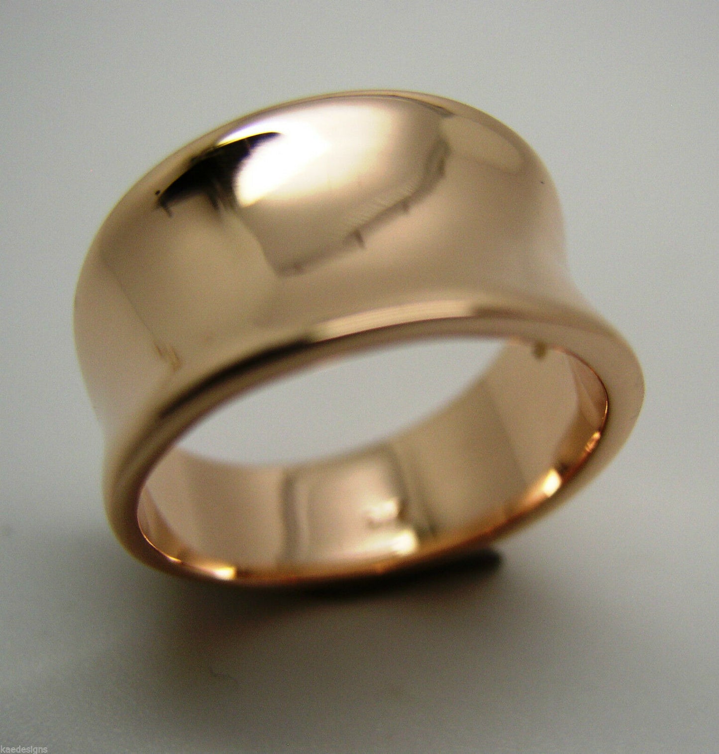 Kaedesigns Genuine Full Solid 9ct 9kt Yellow, Rose or White Gold Concave Dome Ring 250
