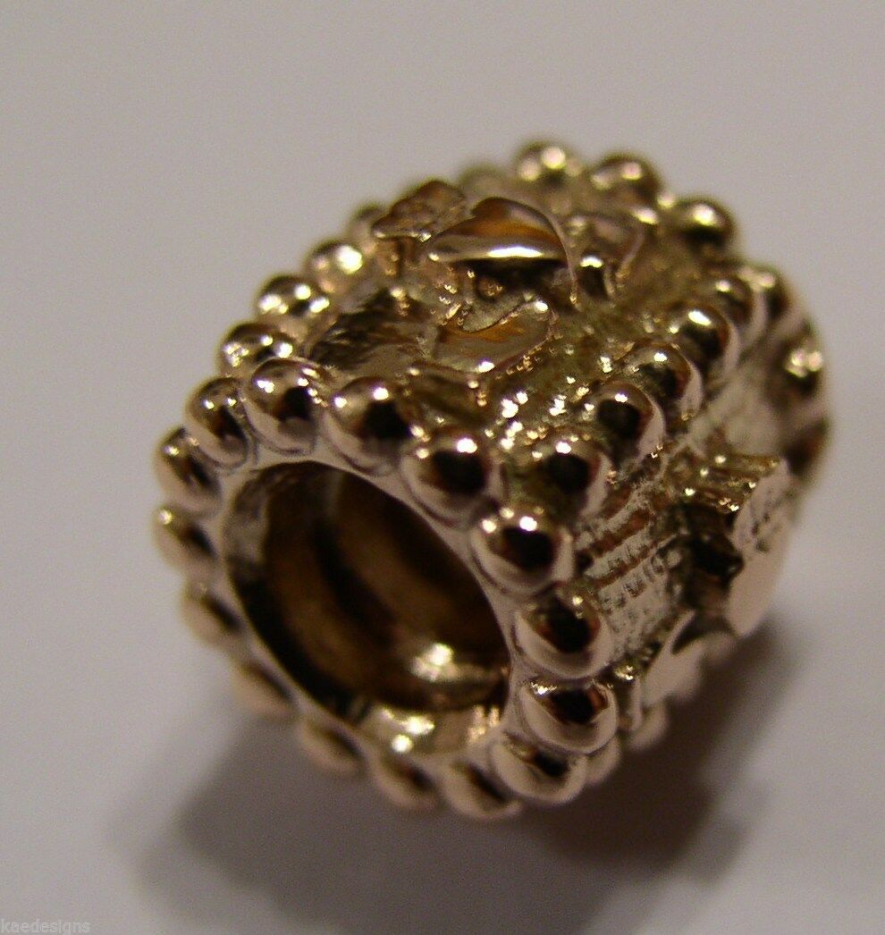 Genuine 9ct Yellow or Rose or White Gold or Silver Celtic Claddagh Charm for Bead Bracelet or Necklace.