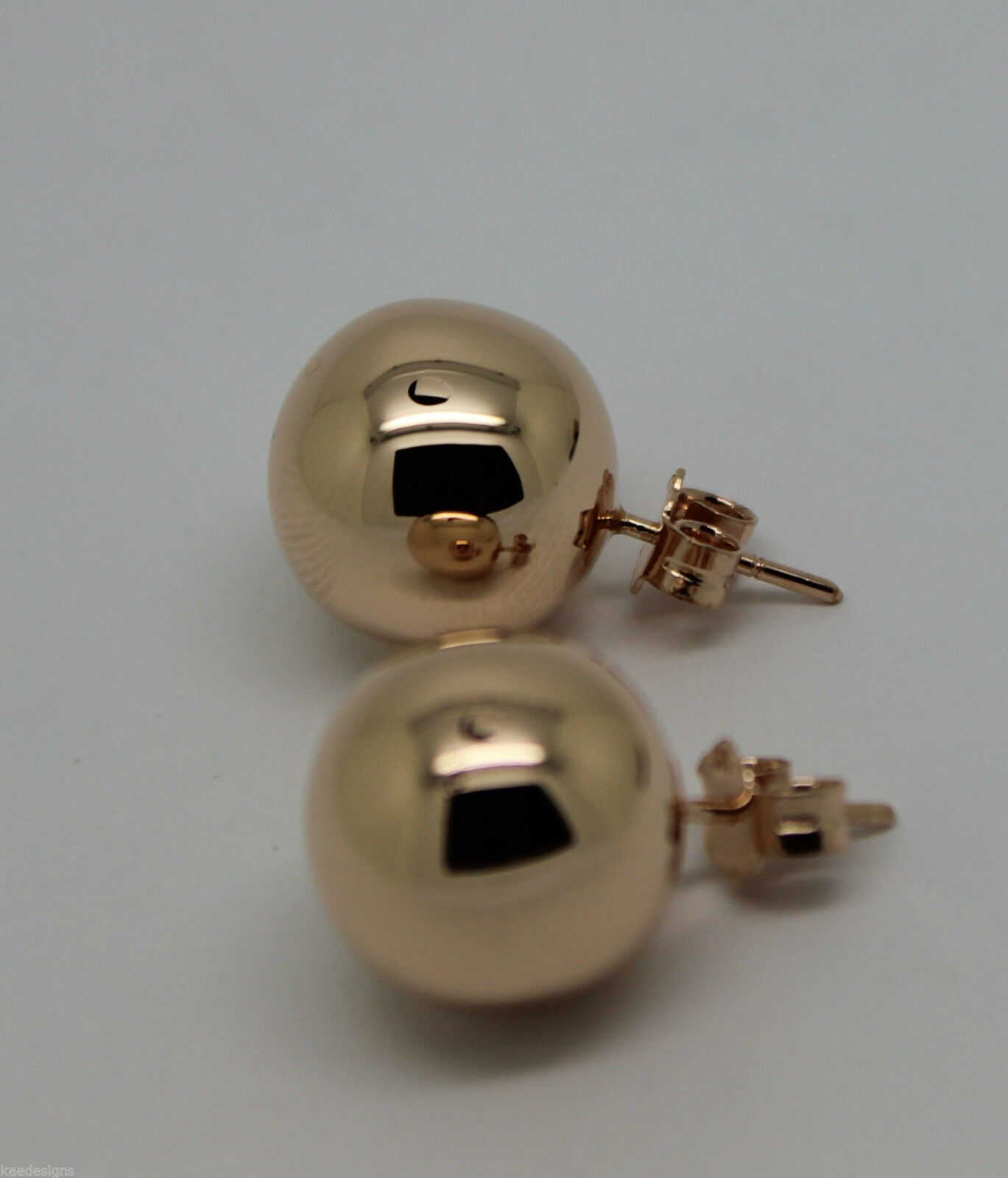 Genuine 9ct 9K Solid Yellow, Rose or White Gold 14mm Stud Ball Earrings