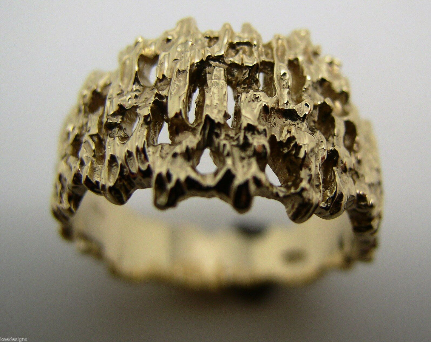 Size M Genuine 9ct 9k 375 Full Solid Yellow, Rose or White Gold Nugget Ring 12mm Wide 267