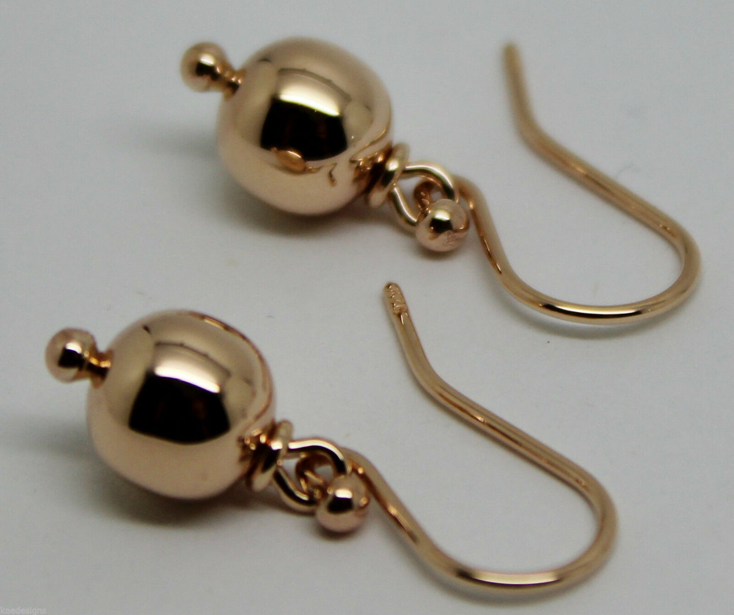 Kaedesigns, New Genuine 9ct 9kt Yellow, Rose or White Gold 8mm Euro Ball Drop Earrings