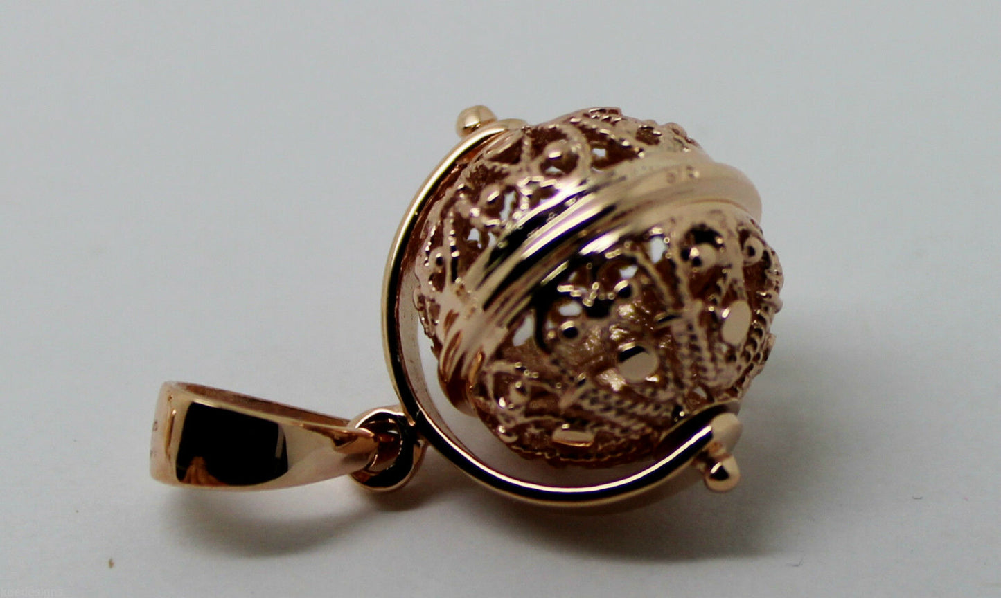 Genuine 9ct Yellow Gold Or White Gold Or Rose Gold 16mm Filigree Ball Spinner Pendant